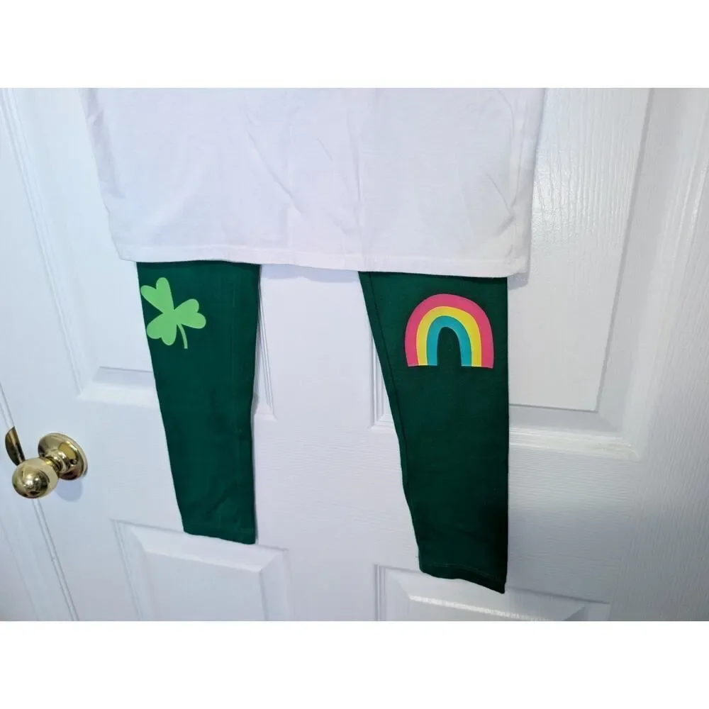 Girls St. Patrick's Day Outfit Set Top & Leggings Size 7/8 Cat & Jack Shamrocks